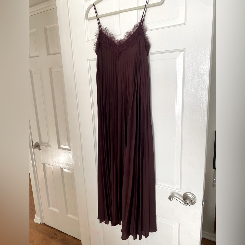 Vince Gorgeous Burgandy Pleated Maxi Dress